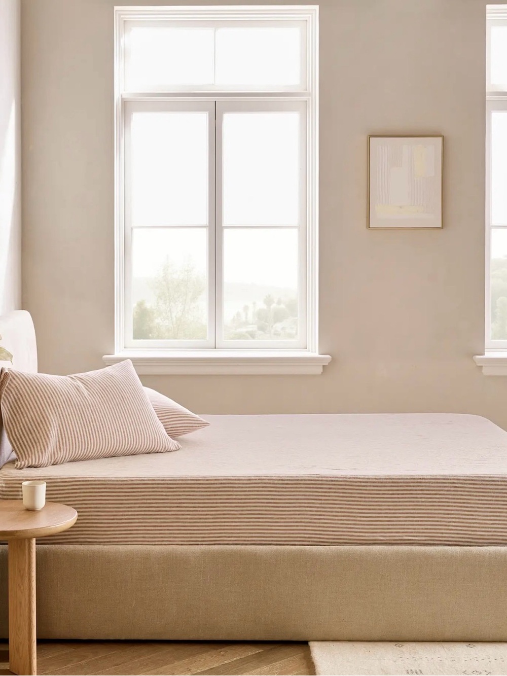 Full Striped Latte Linen Sheet Set - Retail $174 - Picture 2 of 5
